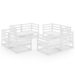 Salon de jardin 8 pcs Blanc Bois de pin massif 558280558280