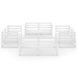Salon de jardin 8 pcs Blanc Bois de pin massif 558280558280