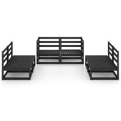 Salon de jardin 6 pcs noir bois de pin massif 558282558282