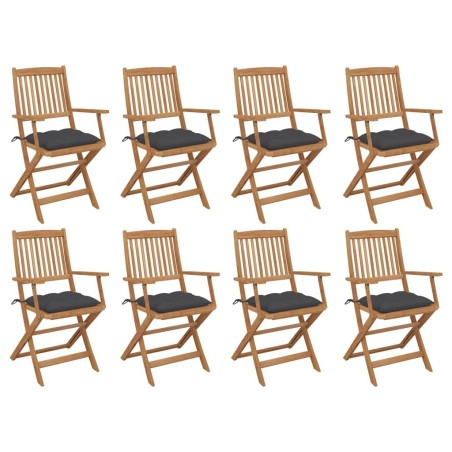 Chaises pliables d'extérieur et coussins lot de 8 Bois d'acacia 558283558283