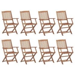 Chaises pliables d'extérieur et coussins lot de 8 Bois d'acacia 558283558283