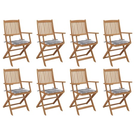 Chaises pliables d'extérieur et coussins lot de 8 Bois d'acacia 558284558284