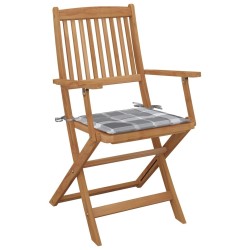Chaises pliables d'extérieur et coussins lot de 8 Bois d'acacia 558284558284
