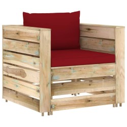 Salon de jardin 2 pcs avec coussins Bois imprégné de vert 558286558286