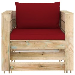 Salon de jardin 2 pcs avec coussins Bois imprégné de vert 558286558286