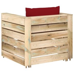 Salon de jardin 2 pcs avec coussins Bois imprégné de vert 558286558286
