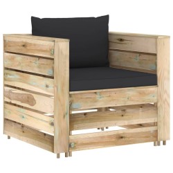Salon de jardin 2 pcs avec coussins Bois imprégné de vert 558287558287