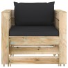 Salon de jardin 2 pcs avec coussins Bois imprégné de vert 558287558287