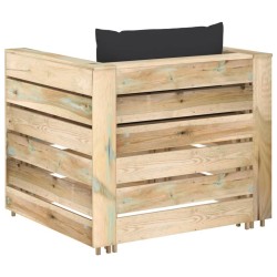 Salon de jardin 2 pcs avec coussins Bois imprégné de vert 558287558287