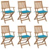 Chaises pliables de jardin lot de 6 avec coussins Bois d'acacia 558288558288