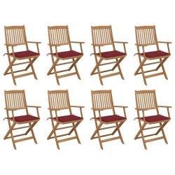 Chaises pliables d'extérieur et coussins lot de 8 Bois d'acacia 558289558289