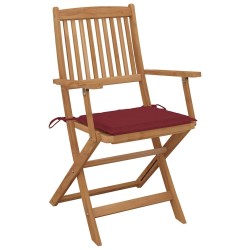 Chaises pliables d'extérieur et coussins lot de 8 Bois d'acacia 558289558289