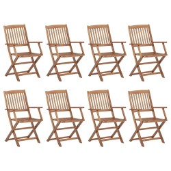 Chaises pliables d'extérieur et coussins lot de 8 Bois d'acacia 558289558289