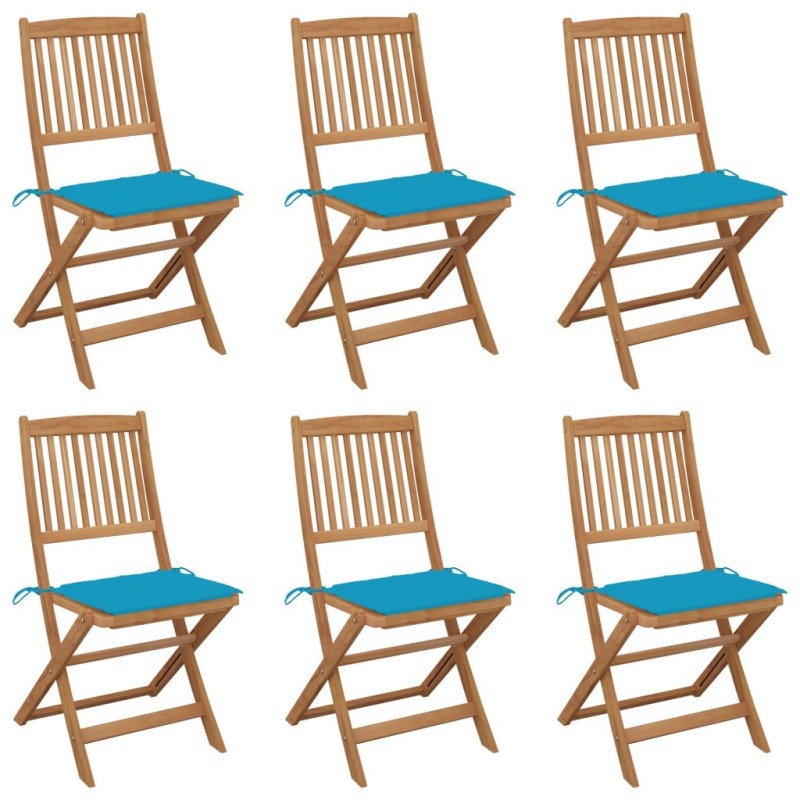 Chaises pliables de jardin lot de 6 avec coussins Bois d'acacia 558290558290