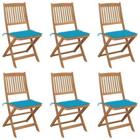 Chaises pliables de jardin lot de 6 avec coussins Bois d'acacia 558290558290