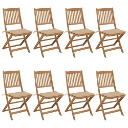 Chaises pliables de jardin lot de 8 avec coussins Bois d'acacia 558292558292