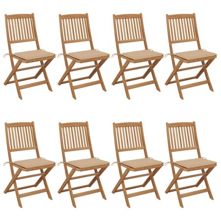 Chaises pliables de jardin lot de 8 avec coussins Bois d'acacia 558292558292