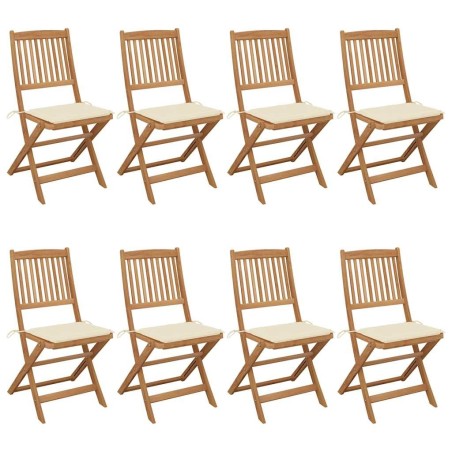 Chaises pliables de jardin lot de 8 avec coussins Bois d'acacia 558293558293