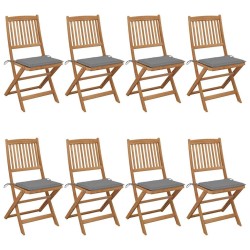 Chaises pliables de jardin lot de 8 avec coussins Bois d'acacia 558294558294