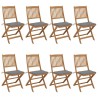 Chaises pliables de jardin lot de 8 avec coussins Bois d'acacia 558294558294