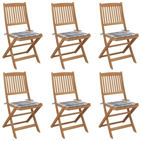 Chaises pliables de jardin lot de 6 avec coussins Bois d'acacia 558297558297