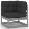 Salon de jardin 6 pcs avec coussins Gris Bois de pin massif 558300558300