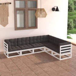 Salon de jardin 6 pcs avec coussins Bois de pin massif 558301558301