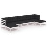 Salon de jardin 7 pcs avec coussins blanc bois de pin massif 558302558302