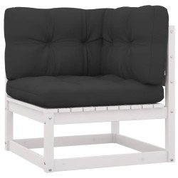 Salon de jardin 7 pcs avec coussins blanc bois de pin massif 558302558302