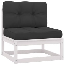 Salon de jardin 7 pcs avec coussins blanc bois de pin massif 558302558302