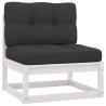 Salon de jardin 7 pcs avec coussins blanc bois de pin massif 558302558302