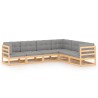 Salon de jardin 6 pcs avec coussins Bois de pin massif 558303558303