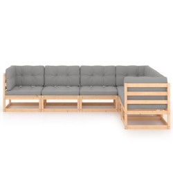 Salon de jardin 6 pcs avec coussins Bois de pin massif 558303558303
