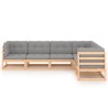 Salon de jardin 6 pcs avec coussins Bois de pin massif 558303558303