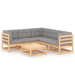 Salon de jardin 6 pcs avec coussins Bois de pin massif 558304558304