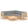 Salon de jardin 6 pcs avec coussins Bois de pin massif 558304558304