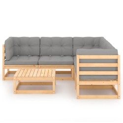 Salon de jardin 6 pcs avec coussins Bois de pin massif 558304558304