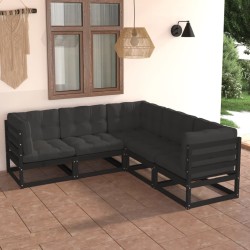 Salon de jardin 5 pcs avec coussins Bois de pin massif 558305558305
