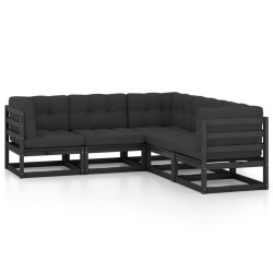 Salon de jardin 5 pcs avec coussins Bois de pin massif 558305558305