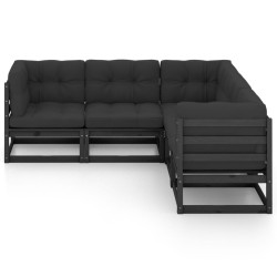 Salon de jardin 5 pcs avec coussins Bois de pin massif 558305558305