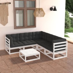 Salon de jardin 6 pcs avec coussins Bois de pin massif 558306558306
