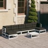 Salon de jardin avec coussins 8 pcs blanc bois de pin massif 558308558308
