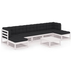 Salon de jardin avec coussins 8 pcs blanc bois de pin massif 558308558308