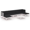 Salon de jardin avec coussins 8 pcs blanc bois de pin massif 558308558308