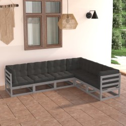 Salon de jardin 6 pcs avec coussins Bois de pin massif 558311558311