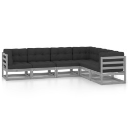 Salon de jardin 6 pcs avec coussins Bois de pin massif 558311558311