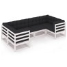Salon de jardin avec coussins 6 pcs blanc bois de pin massif 558326558326