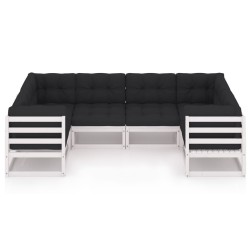 Salon de jardin avec coussins 6 pcs blanc bois de pin massif 558326558326