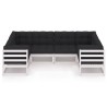 Salon de jardin avec coussins 6 pcs blanc bois de pin massif 558326558326