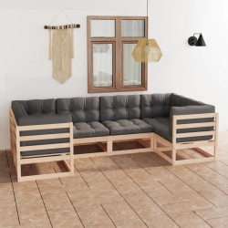 Salon de jardin 6 pcs avec coussins Bois de pin massif 558327558327